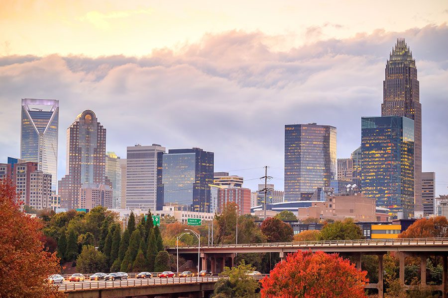 Charlotte NC - Skyline View Of Downtown Charlotte North Carolina In The Fall